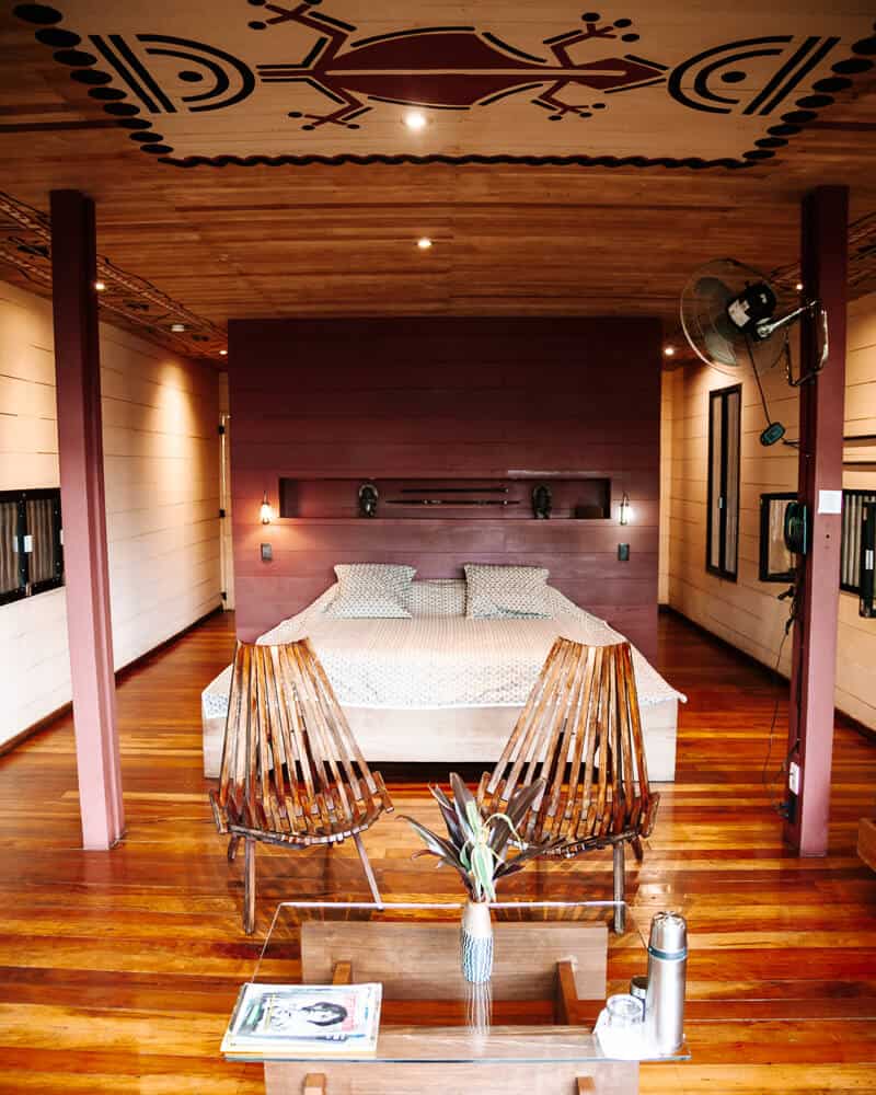Stijlvolle kamer in Hamadryade Lodge Ecuador.