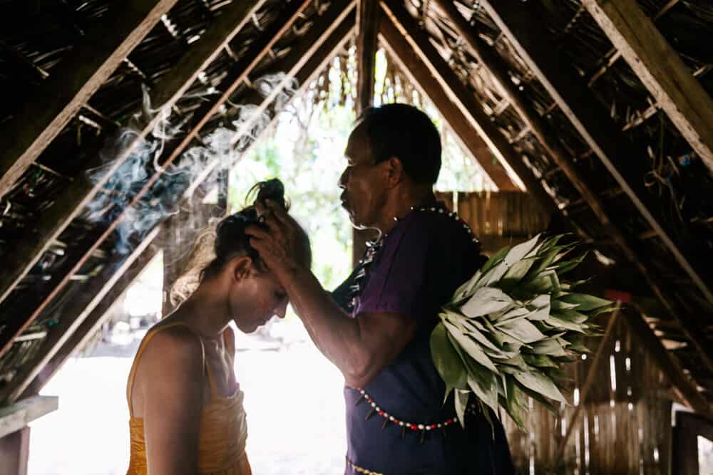 Deborah visiting a Kichwa shaman.