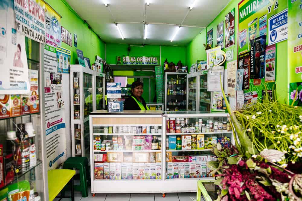 Lokale apotheek in Ecuador.