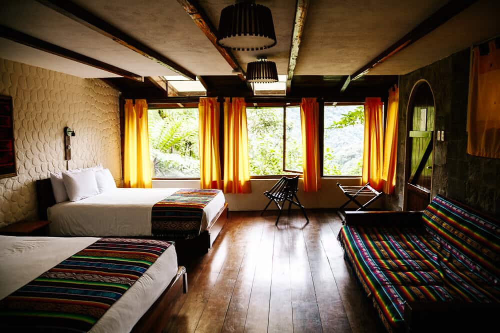 Kamer met uitzicht in Bellavista Cloud Forest Lodge in Ecuador. 
