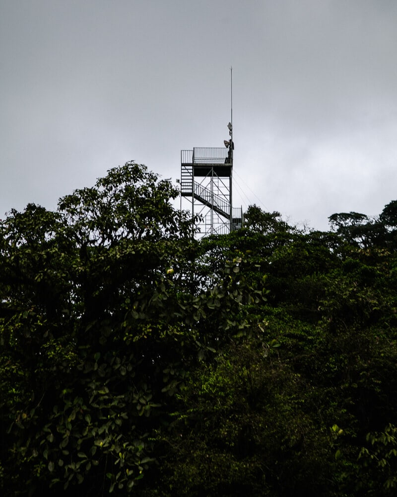 Uitzichttoren van Mashpi Lodge in Ecuador.
