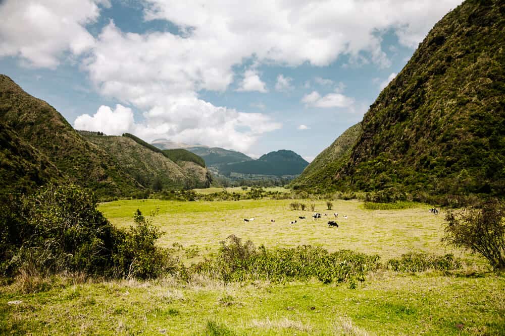 Uitzichten vanaf Hacienda Zuleta in de Andes.