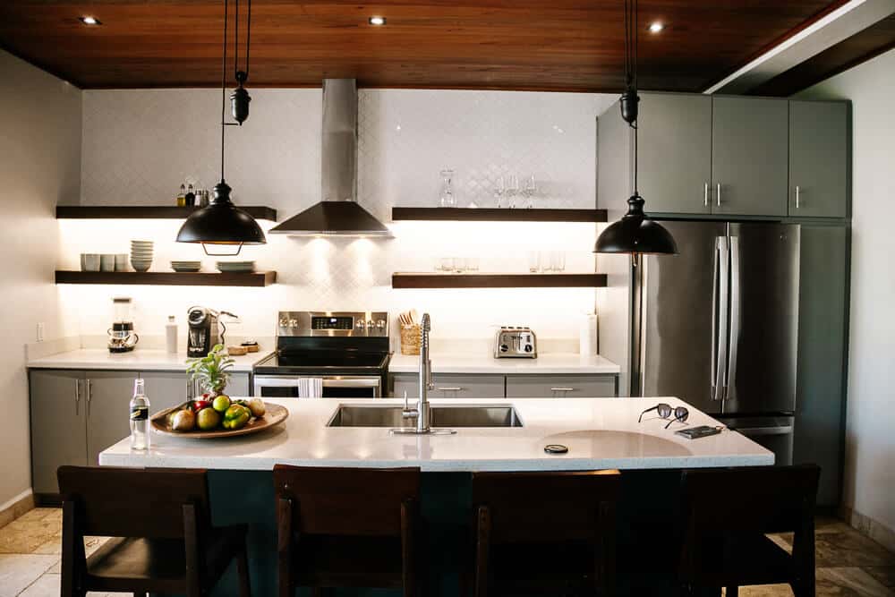 Kitchen in penthouse villa in The Lodge at Jaguar Reef in Belize.