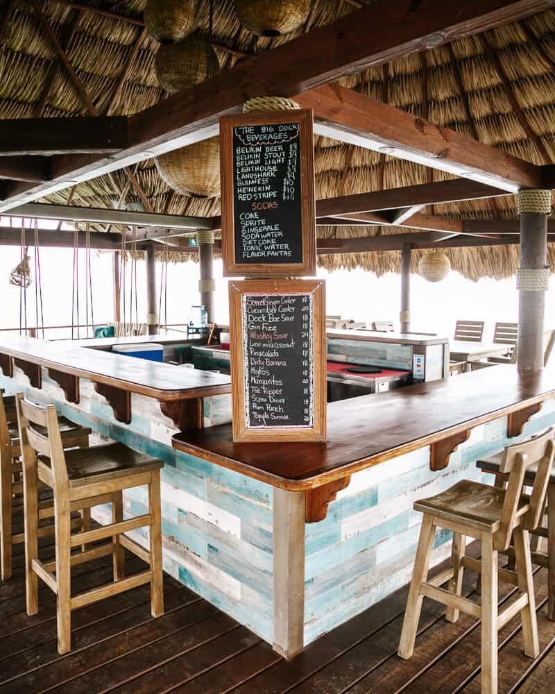 At the end of the pier of The Jaguar Reef you will come across a cocktail bar. 