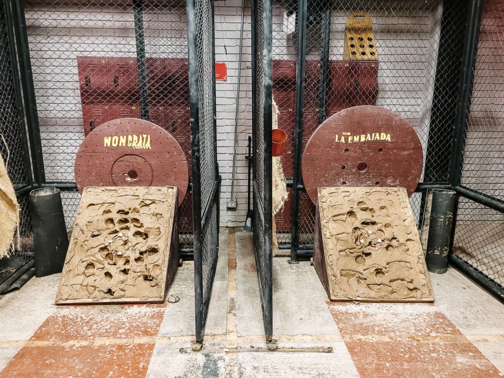 One of the best things to do in Bogota Colombia is to play tejo at Tejo la Embajada.