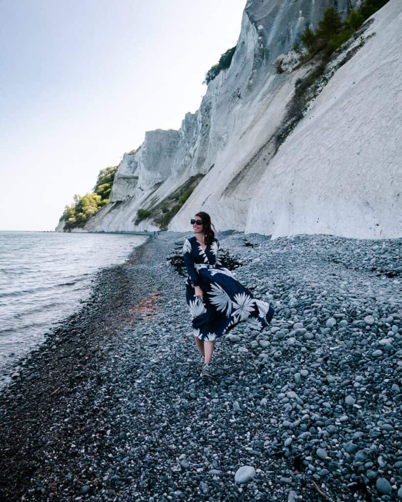 Deborah at Møns Klint, located on Mon island, one of the top things to do in South Zealand  Denmark.