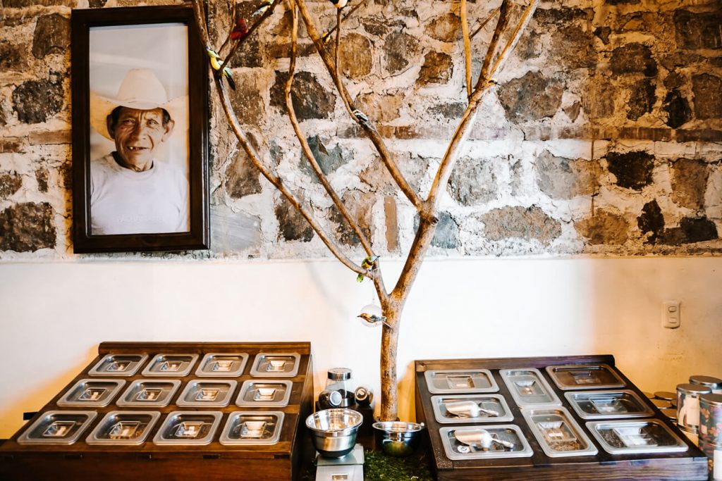Tea in Pachamama blends shop Antigua.