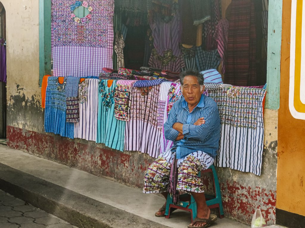 man at market in Santiago de Atitlan Guatemala