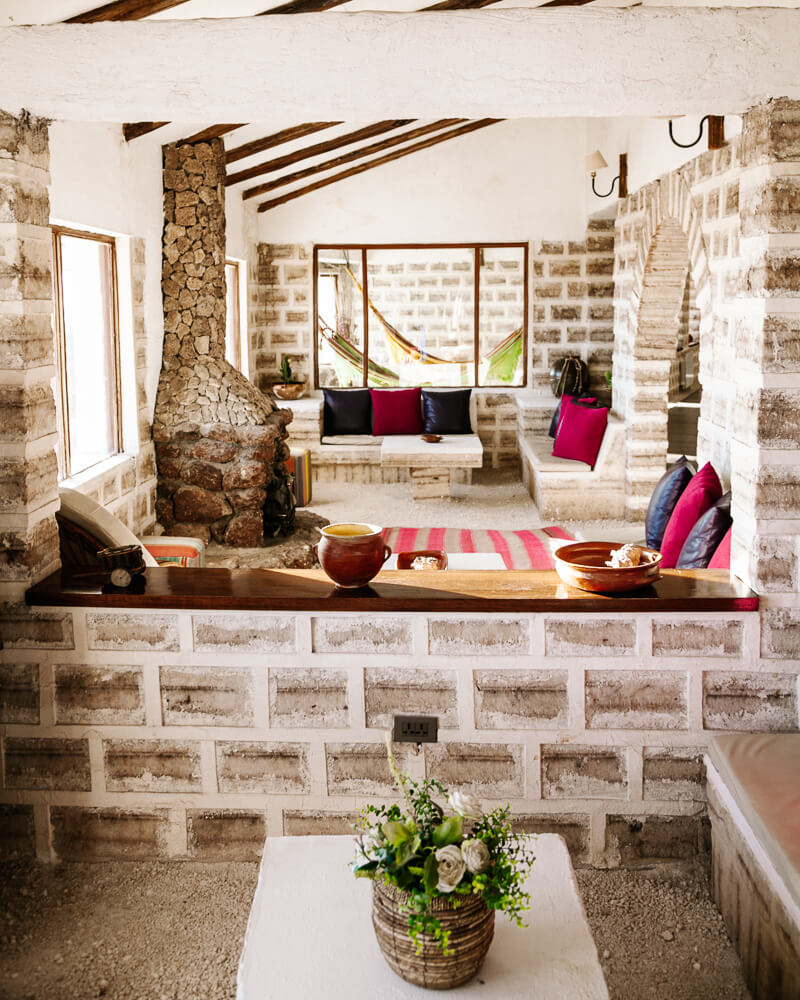 In Luna Salada salt hotel, you are going to be amazed by the walls made of salt and the beautiful decorations.
