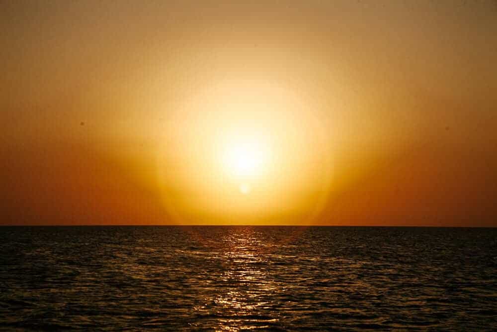 Zonsondergang.