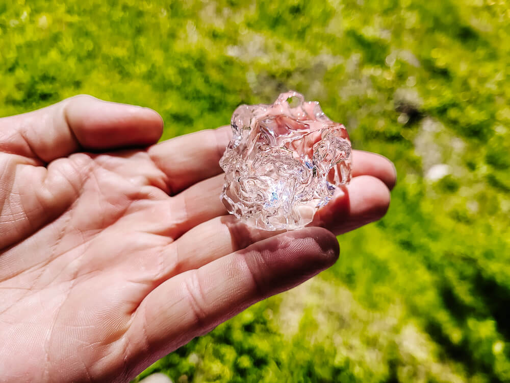 Ice cube from the Perito Moreno glacier.