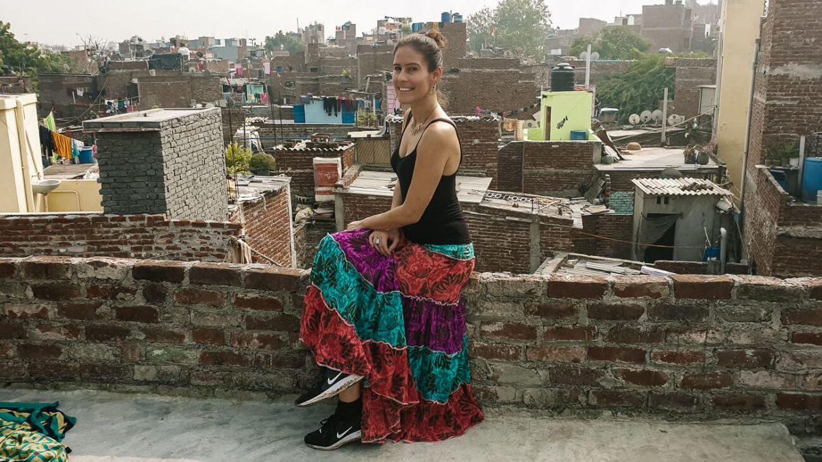 Deborah during a Sanjay Colony slum tour in New Delhi India.