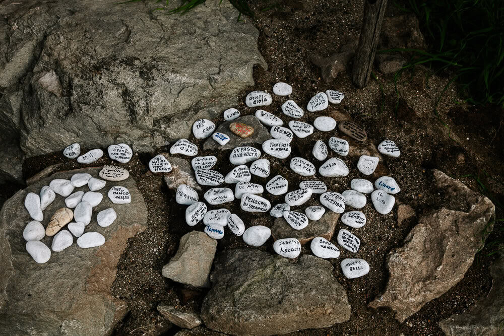At La Chiesa di Santa Maria in Foro Cassio, near Vetralla in Italy you can leave a stone with your name and a wish.  
