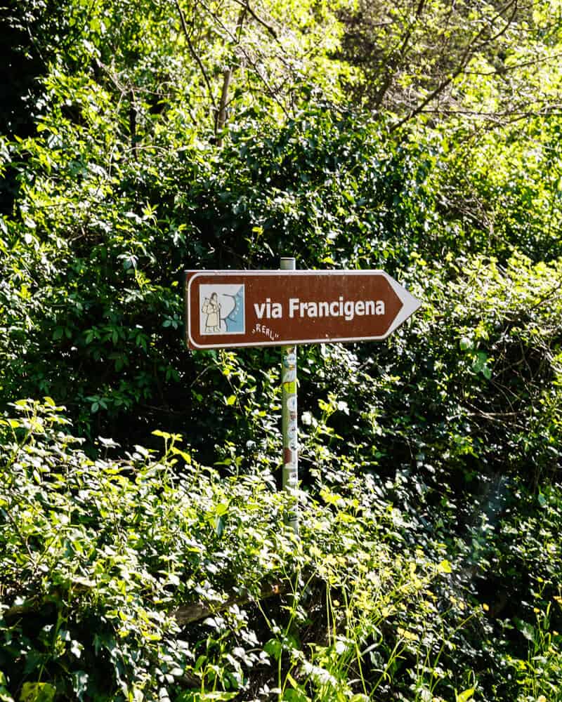 Via Francigena walk signs while walking the Via Francigena from Viterbo to Rome.